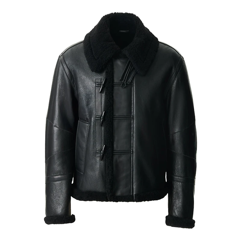 Mackage Waylon Shearling Aviatorjacket With Toggle Front Closure Black-black, Size: