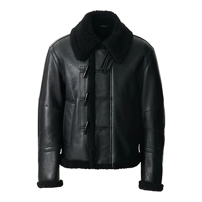 Mackage Waylon Shearling Aviatorjacket With Toggle Front Closure Black-black, Size: