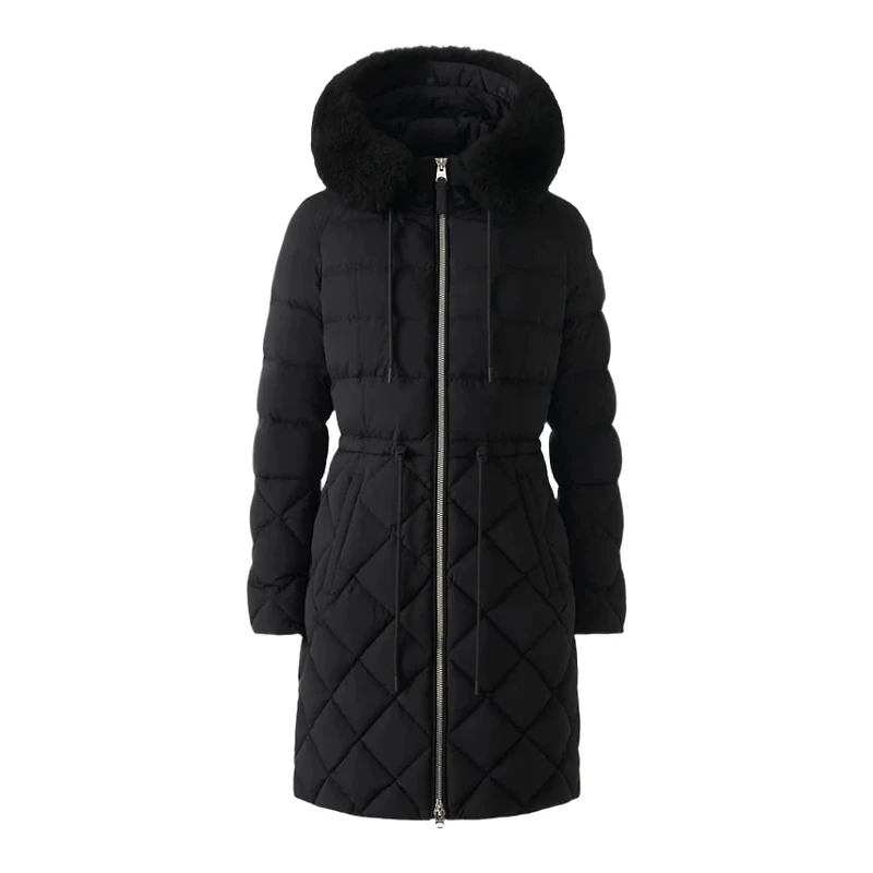 Mackage Xena-sh Diamond Quilted Down Coat With Fur Hood Size:
