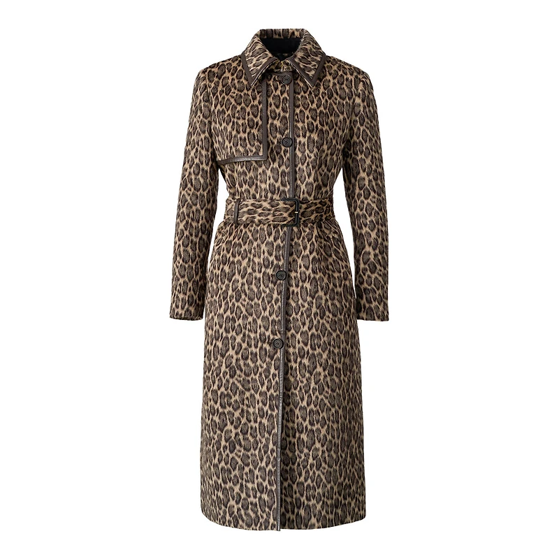 Mackage Zeva-a Long Wool Coat With Leather Trim Light Camel Multi, Size: