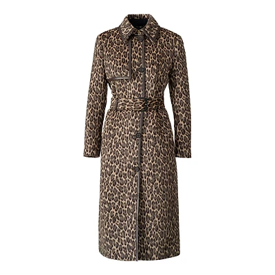 Mackage Zeva-a Long Wool Coat With Leather Trim Light Camel Multi, Size: