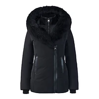 Mackage Adali-sh Down Coat With Sheepskin Signature Collar Black, Size: