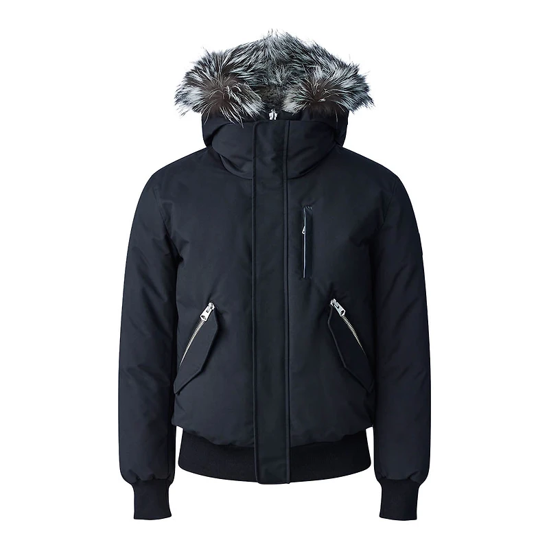 Mackage Dixon-x 2-in-1 Nordic Tech Down Bomber With Silver Fox Fur In Black-silver