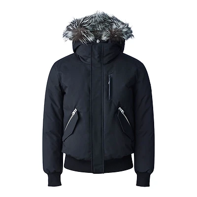 Mackage Dixon-x 2-in-1 Nordic Tech Down Bomber With Silver Fox Fur In Black-silver