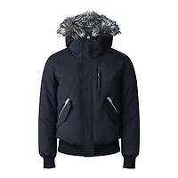 Mackage Dixon-x 2-in-1 Nordic Tech Down Bomber With Silver Fox Fur In Black-silver