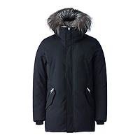 Mackage Edward-x 2-in-1 Down Parka With Hooded Bib And Silver Fox Fur Black-silver, Size: