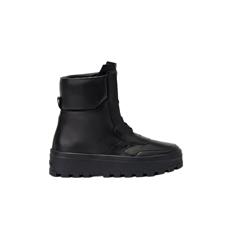 Mackage Ekon-m Leather Mid-calf Lace-up Boots Black, Size: