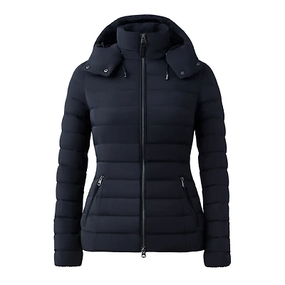 Mackage Michi Agile-360 Stretch Light Down Jacket With Hood In Black, Size: 3xl