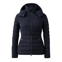 Mackage Michi Agile-360 Stretch Light Down Jacket With Hood In Black, Size: 3xl