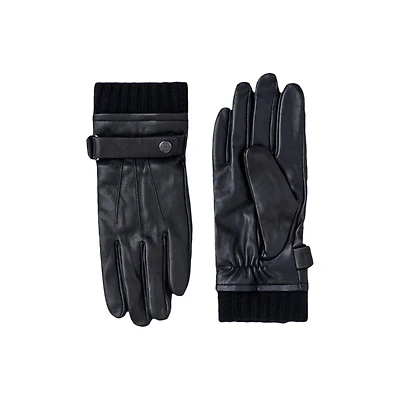 Mackage Reeve (r)leather Driving Glove With Knit Cuff Black, Size: