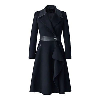 Mackage Rose 2-in-1 Double-face Wool Coat Black, Size: