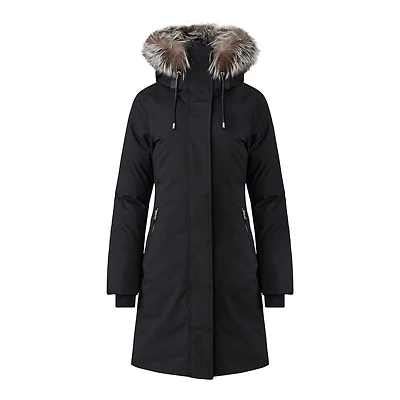 Mackage Shiloh-x 2-in-1 Fitted Down Coat With Removable Bib And Silver Fox Fur Black, Size: