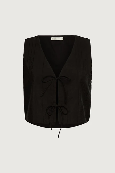 GAUZE TIE FRONT KNIT TANK TOP