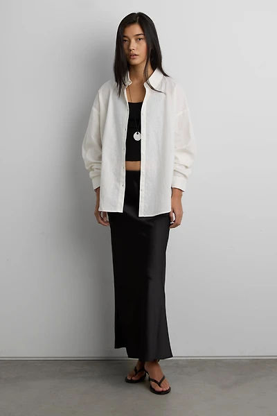 LINEN BLEND BUTTON UP SHIRT