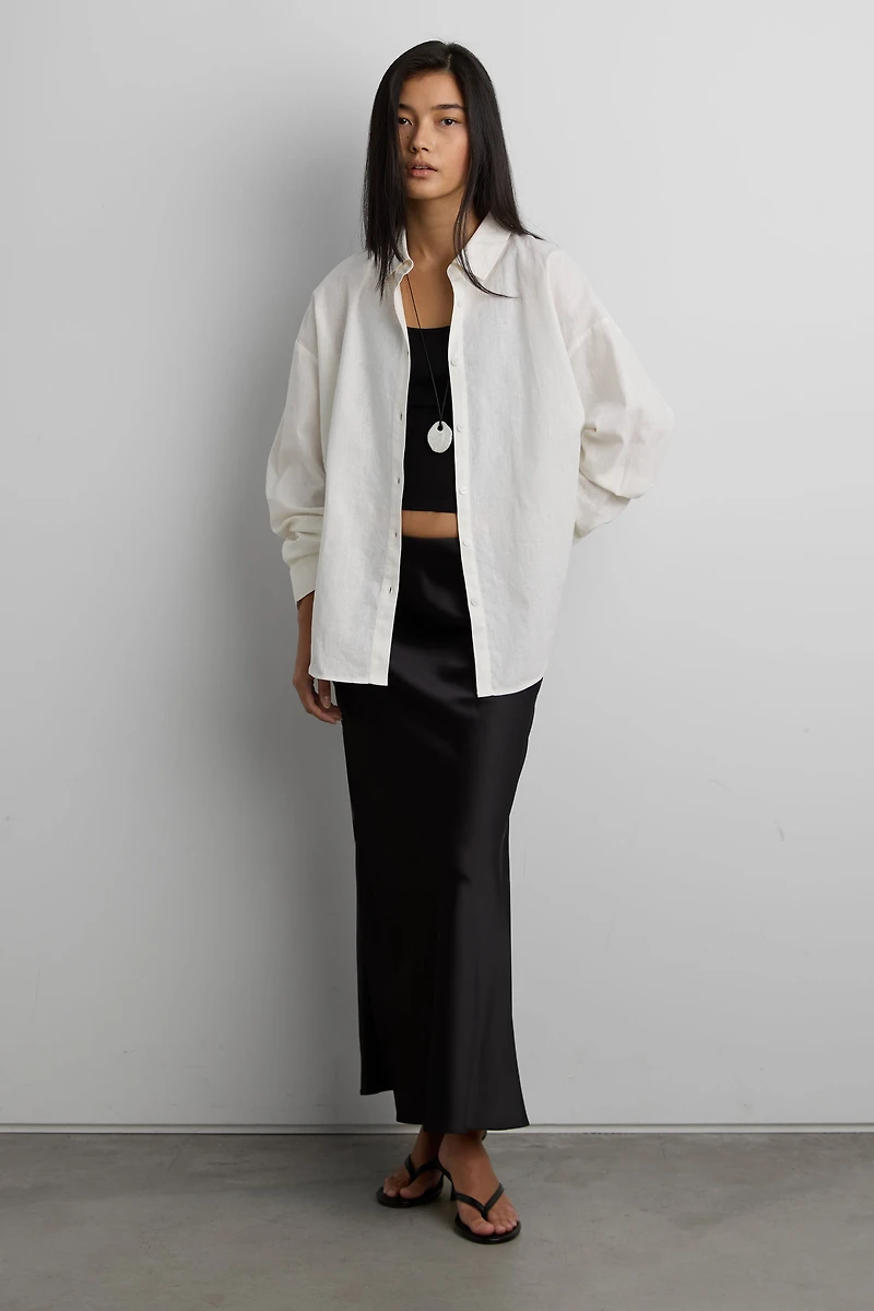 LINEN BLEND BUTTON UP SHIRT