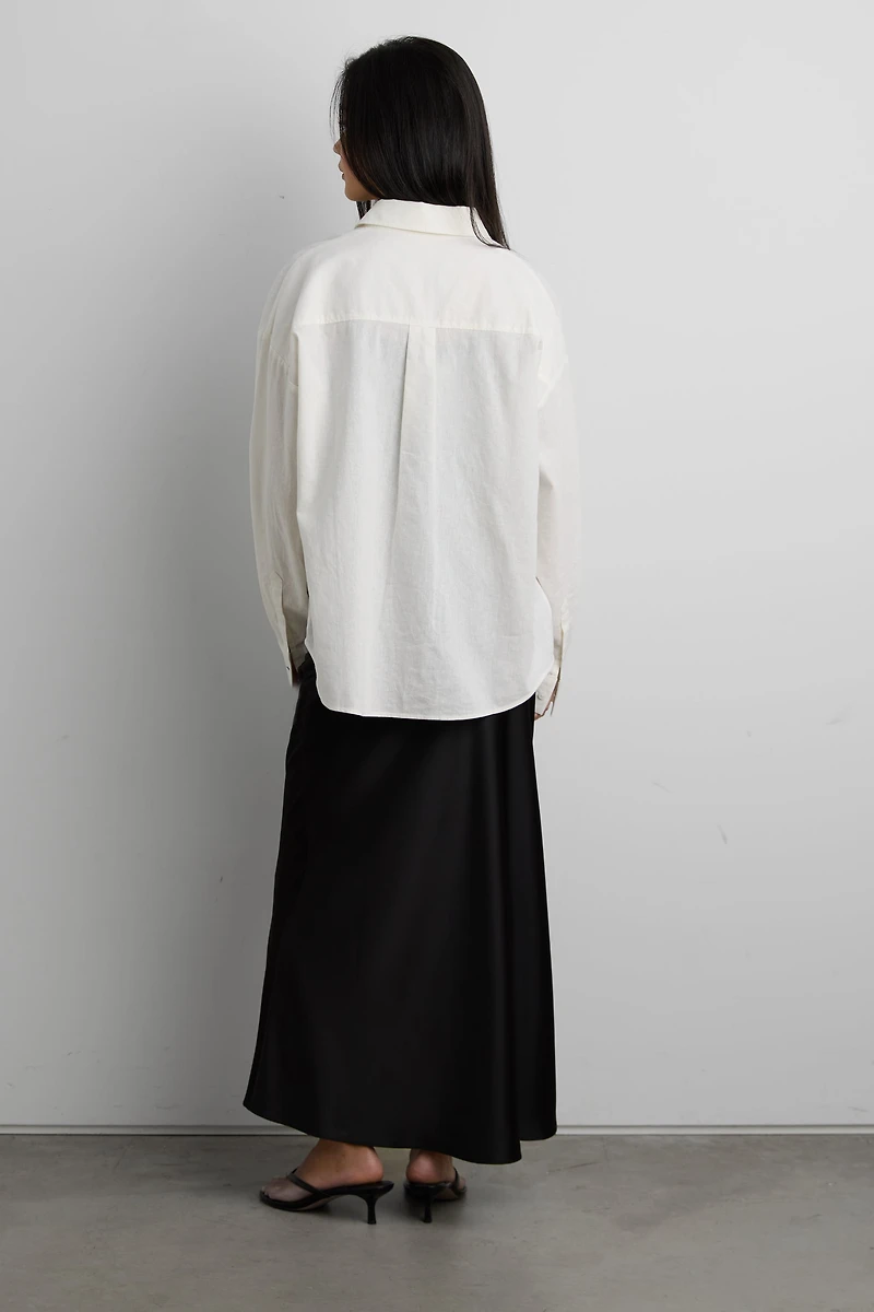 LINEN BLEND BUTTON UP SHIRT