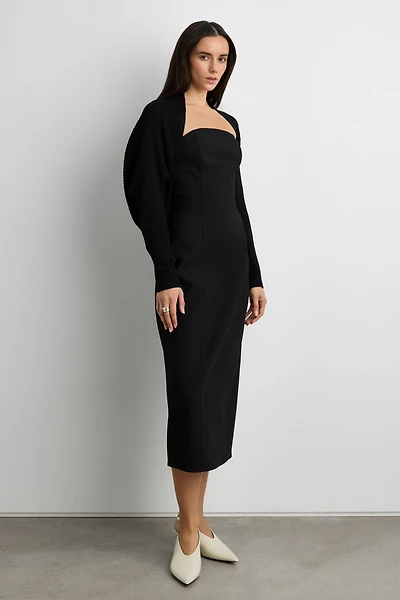 DRAPED RIBBED KNIT BOLERO