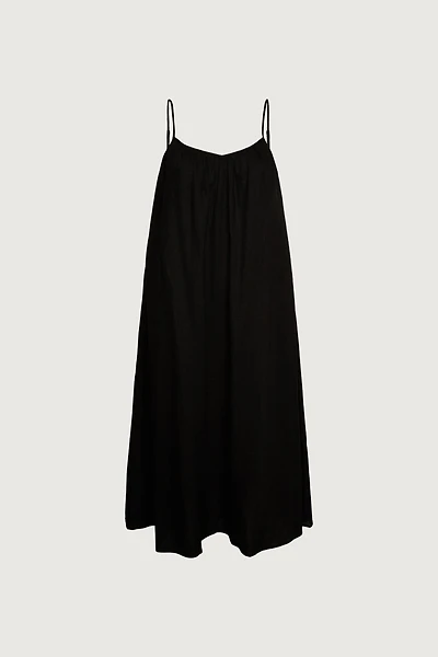 GATHERED NECKLINE MAXI DRESS
