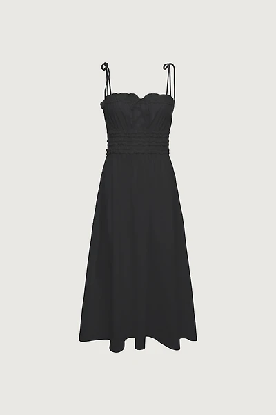 SHIRRED BODICE MIDI DRESS