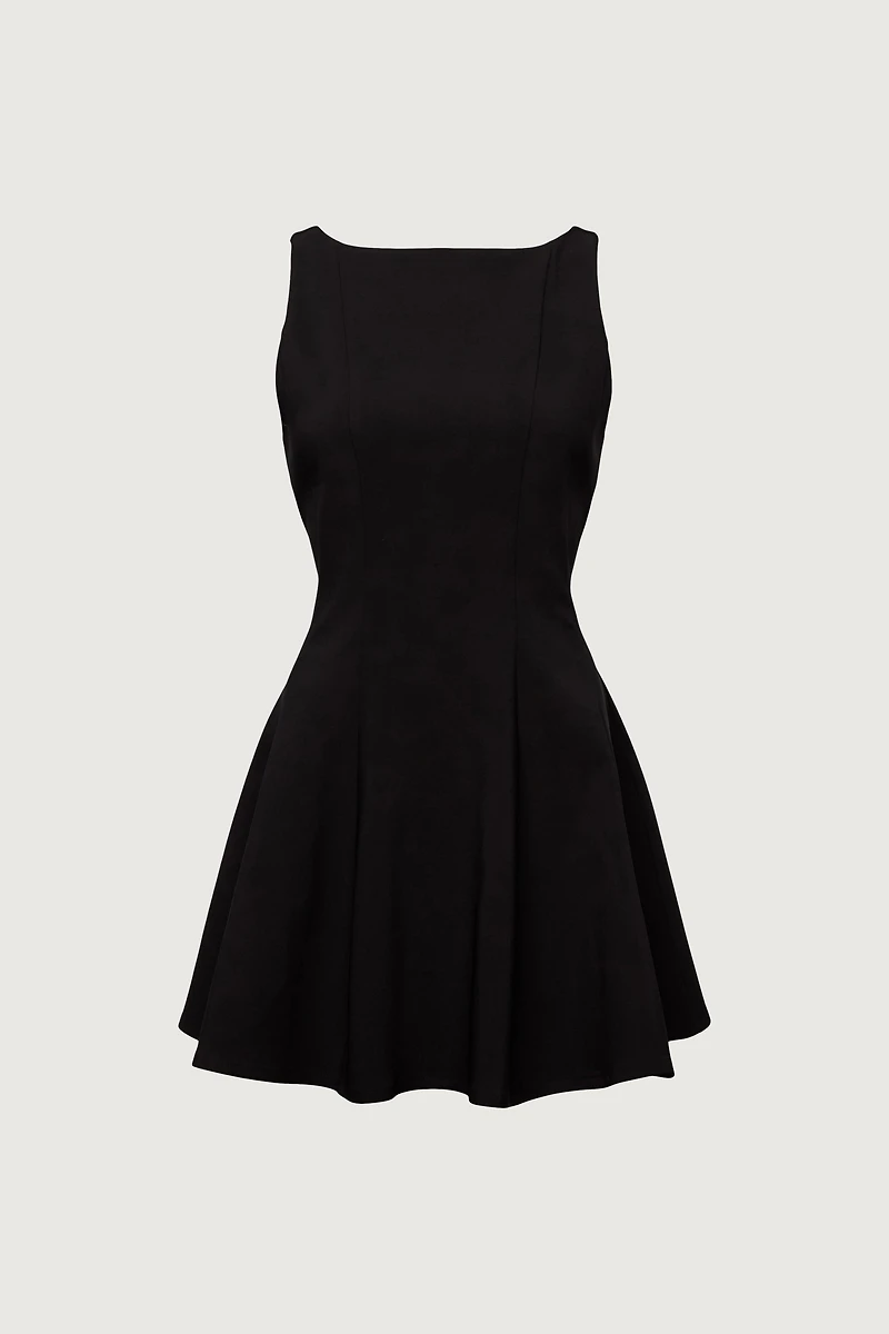 BOAT NECK SLEEVELESS MINI DRESS