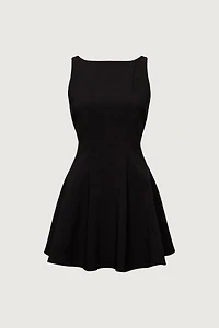 BOAT NECK SLEEVELESS MINI DRESS