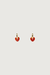 RED AGATE HEART PENDANT HOOP EARRINGS