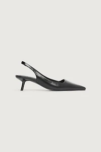 POINTED TOE SLING BACK KITTEN HEEL