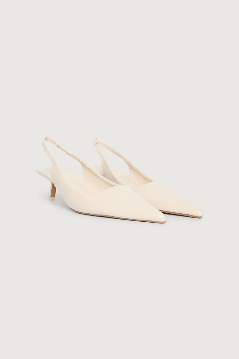 POINTED TOE SLING BACK KITTEN HEEL
