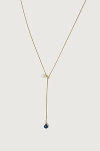 LARIAT NECKLACE WITH PEARL PENDANTS