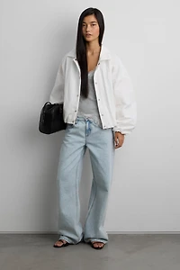 NYLON BUTTON FRONT BALLOON HEM JACKET