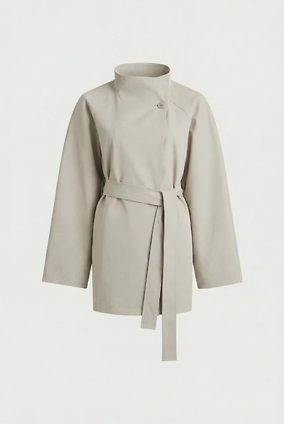 BELTED FUNNEL NECK JACKET