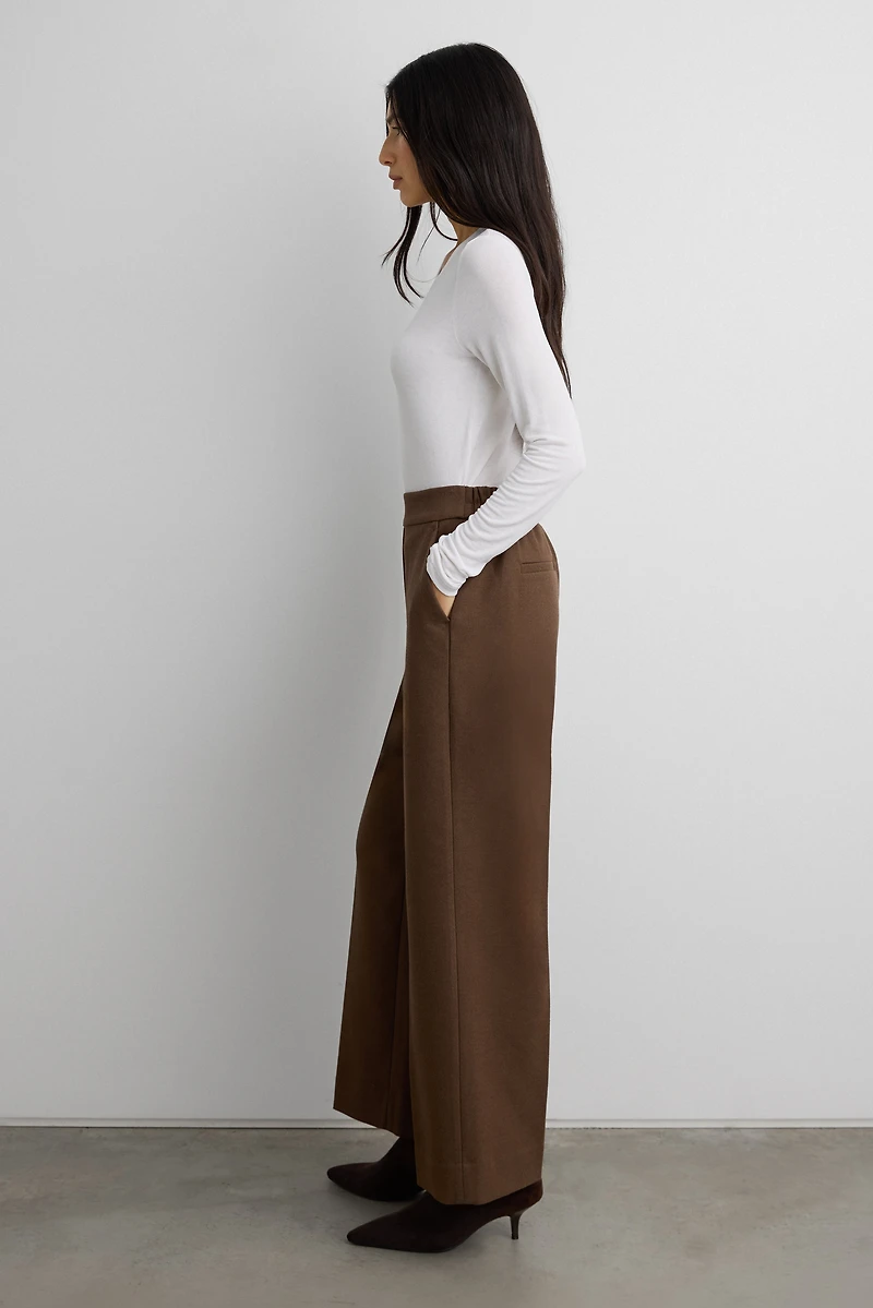 CROPPED HALF ELASTIC WAIST PANT