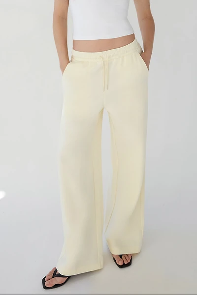 DOUBLE-KNIT COTTON BLEND WIDE LEG PANT