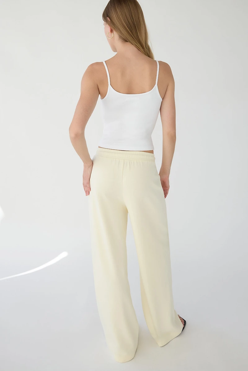 DOUBLE-KNIT COTTON BLEND WIDE LEG PANT