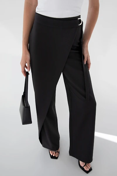 SIDE WRAP STRAIGHT LEG PANTS