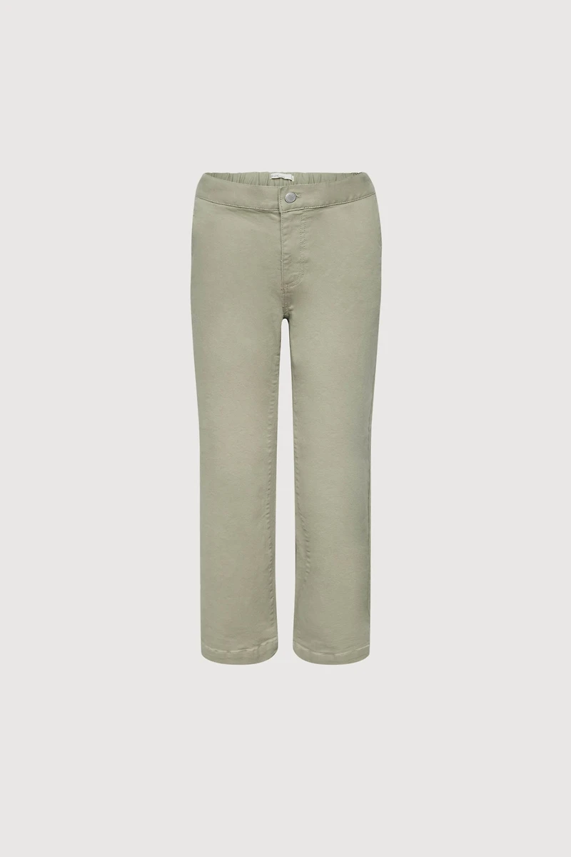 CROPPED LENGTH TWILL WIDE LEG PANT