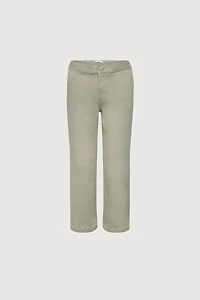 CROPPED LENGTH TWILL WIDE LEG PANT