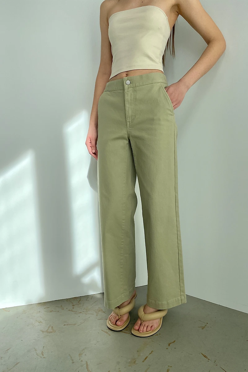 LONG LENGTH TWILL WIDE LEG PANT