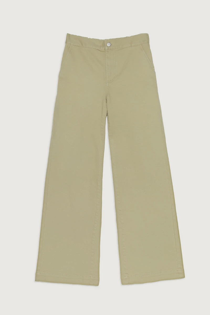 LONG LENGTH TWILL WIDE LEG PANT