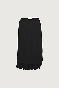 REVERSIBLE LAYERED PLEATED MIDI SKIRT