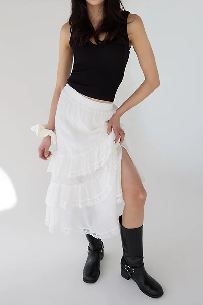 LACE TIERED MAXI SKIRT