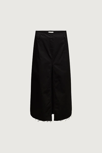RAW HEM MIDI SKIRT