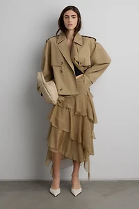 RUFFLED ASYMMETRICAL MAXI SKIRT