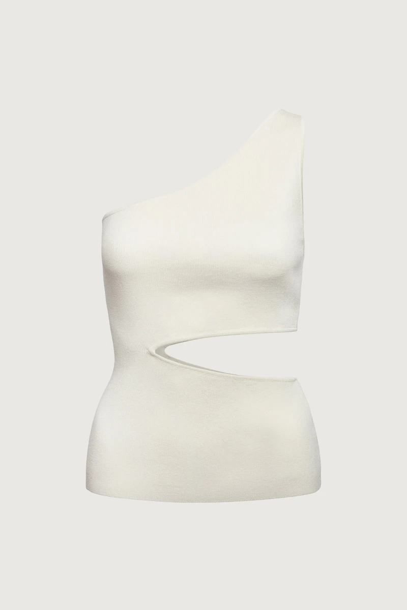 ONE SHOULDER KNIT TANK WITH CUTOUT