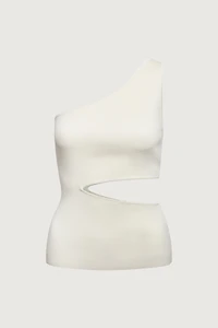 ONE SHOULDER KNIT TANK WITH CUTOUT