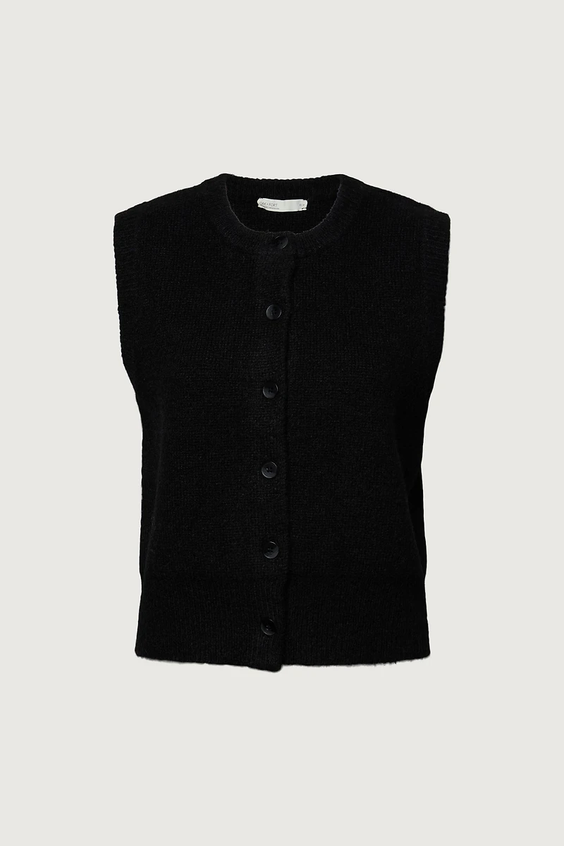 MOHAIR KNIT BUTTON FRONT SWEATER VEST