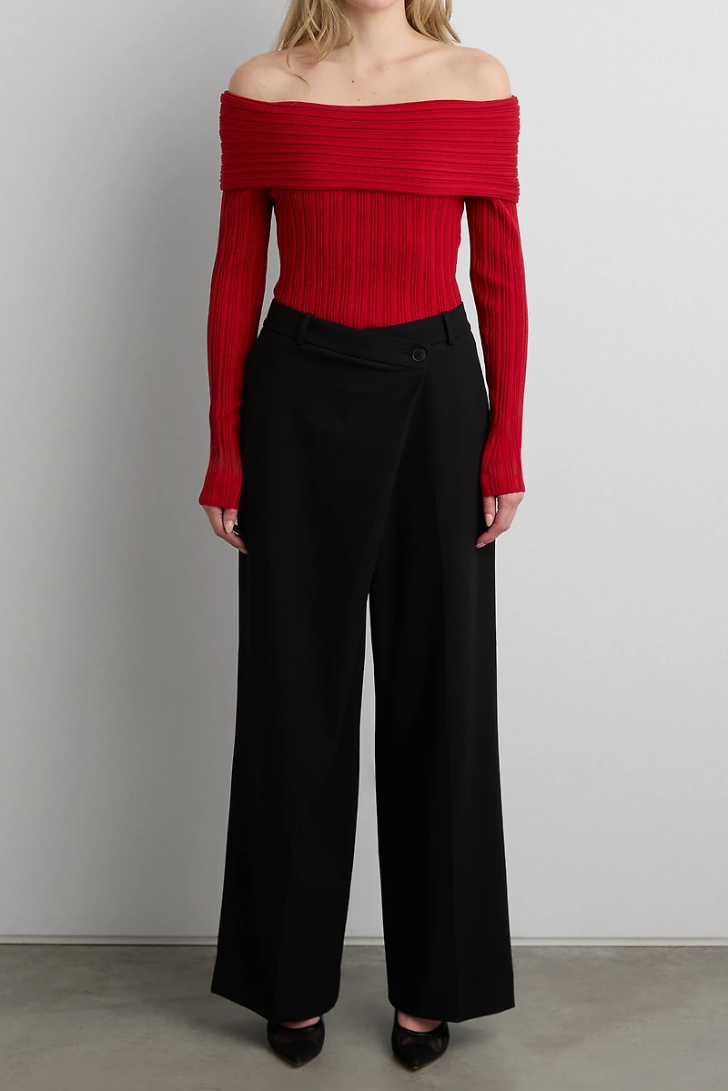 RIBBED OFF THE SHOULDER SWEATER