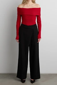 RIBBED OFF THE SHOULDER SWEATER