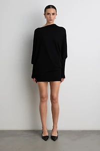 ASYMMETRICAL SWEATER WITH CUFFED SLEEVE