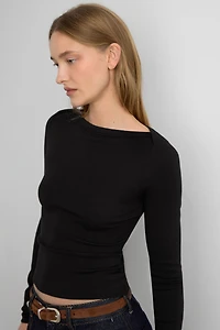 BOAT NECK LONG SLEEVE TOP